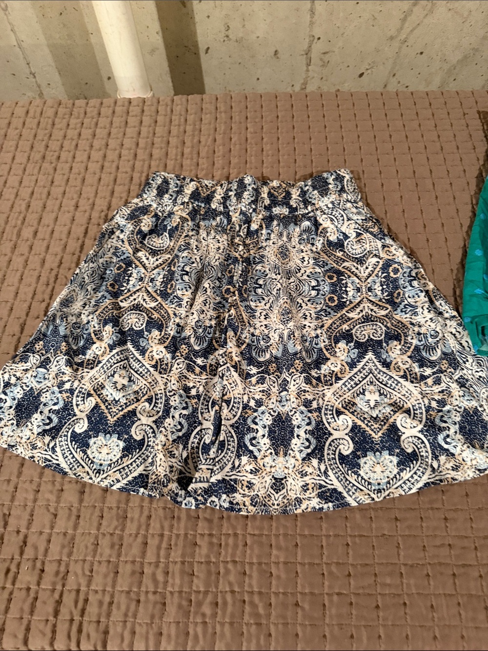 Navy and Cream Printed Circle Skirt